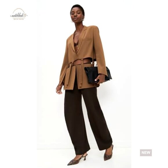 Cutout Blazer with Tie Closure, Mid-Weight Suiting Fabric, Long Sleeve - Picture 5 of 6